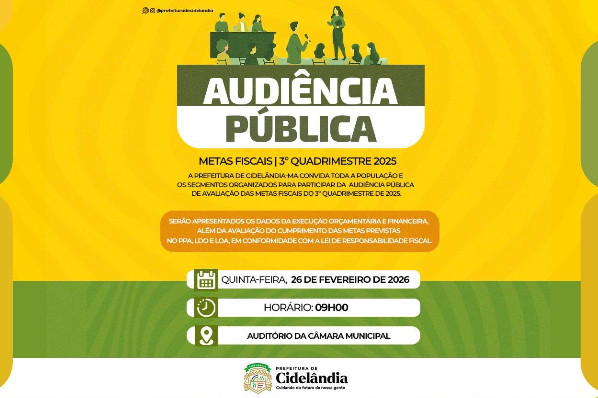 Prefeitura de Cidelândia realiza Audiência Pública para avaliação das Metas Fiscais do 3º Quadr...