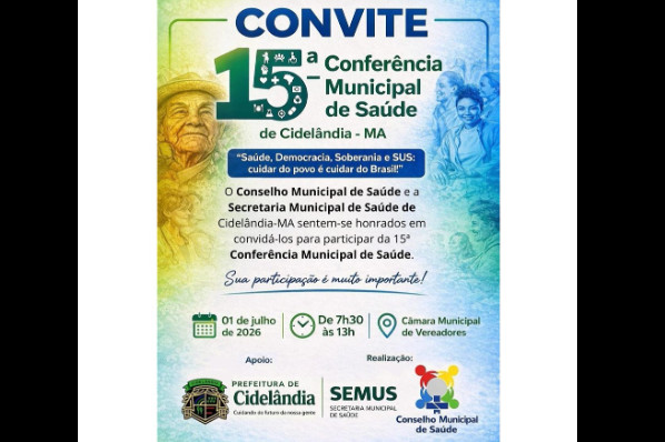 15ª Conferência Municipal de Saúde de Cidelândia será realizada no dia 1º de julho
